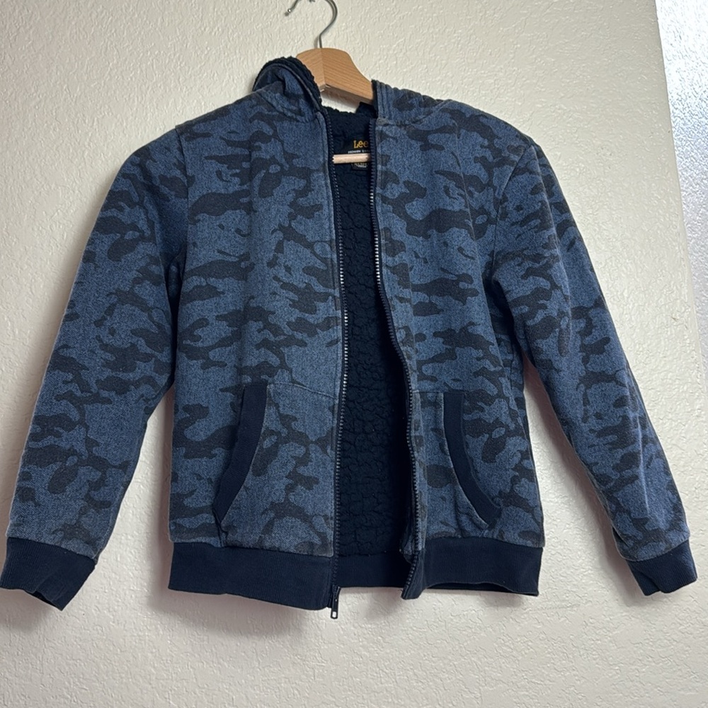Lee Boys Blue Camouflage Zip-Up Hoodie.